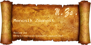 Mencsik Zsanett névjegykártya